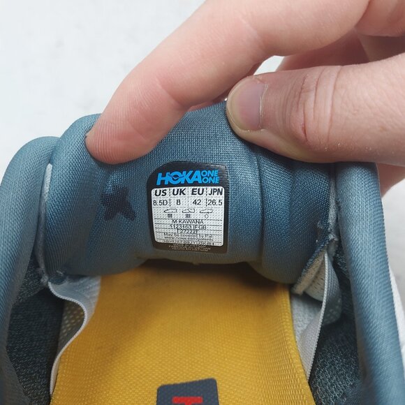 HOKA ONE ONE Blue Yellow Mens Kawana Sneaker - Picture 3 of 10